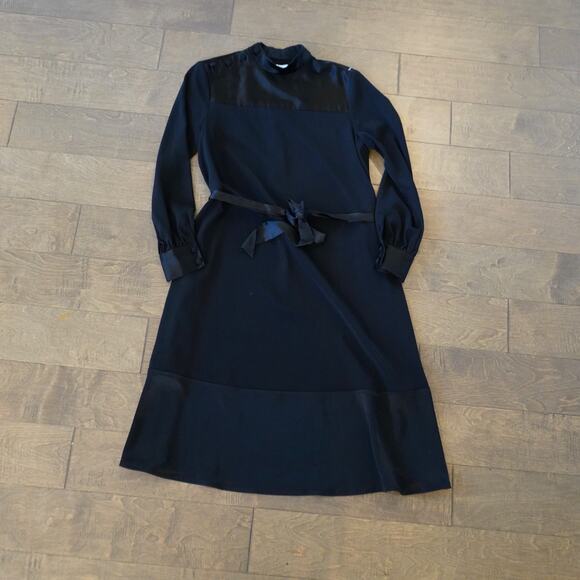 CO Essentials‎ Collection 2019 Long Sleeve Midi Dress Black Belted Sz XS - Picture 2 of 7